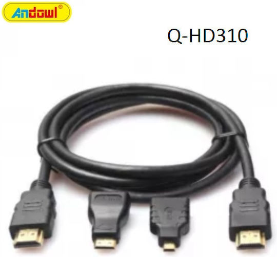 Andowl HD310 Cable HDMI male - HDMI male 1.5m Μαύρο