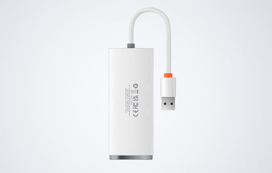 Baseus Lite Series 25cm USB 3.0 5 Port Hub with USB-A Connection White