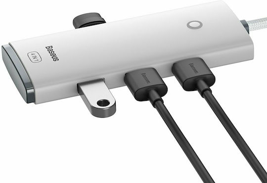 Baseus Lite Series 25cm USB 3.0 5 Port Hub with USB-C Connection White (WKQX030302)