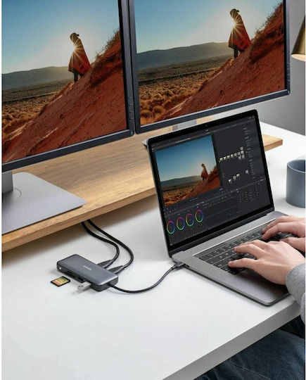Anker PowerExpand USB-C Docking Station with HDMI 4K PD Ethernet Silver