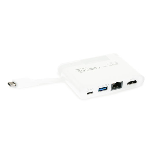 Dicota USB-C Докинг станция с HDMI 4K PD Етърнет Бял (D31730)