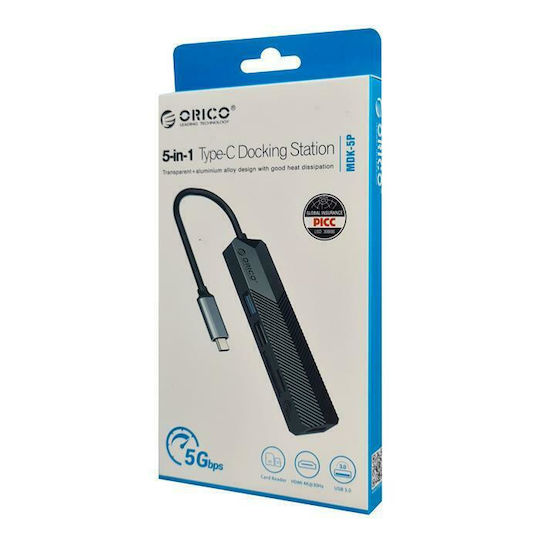 Orico MDK-5P USB-C Докинг станция с HDMI 4K Сив
