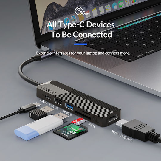 Orico MDK-6P USB-C Docking Station με HDMI 4K Γκρι