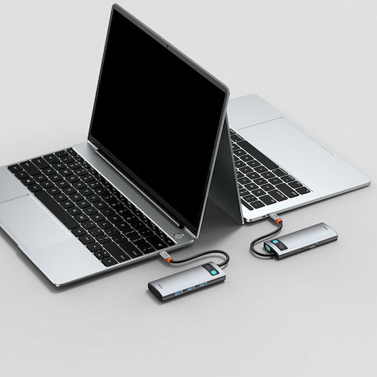 Baseus Metal Gleam USB-C Docking Station με HDMI 4K PD Ασημί WKWG020013