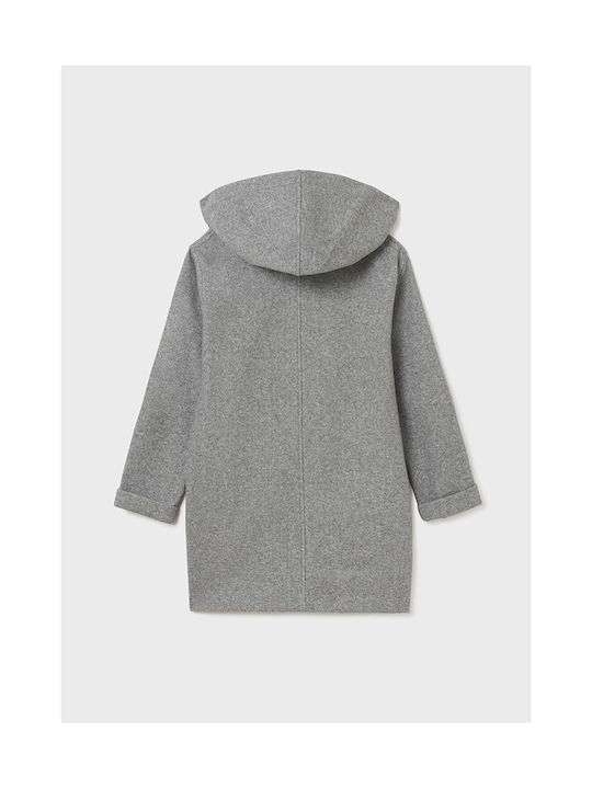 Mayoral Kids Coat Long Hooded Gray