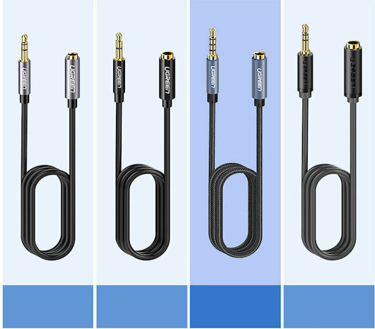 Ugreen TRRS 3.5mm Male - 3.5mm Female Audio Cable Black 1m with Gold Plated Terminals 40673