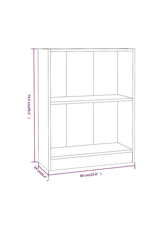 Bücherregal Rauchige Eiche 60x24x74,5cm