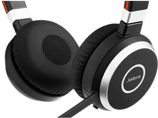 Jabra Evolve 65 SE Stereo UC w/Charging Stand Drahtlos Auf dem Ohr Multimedia-Headsets mit Mikrofon und Verbindung Bluetooth in Schwarz Farbe