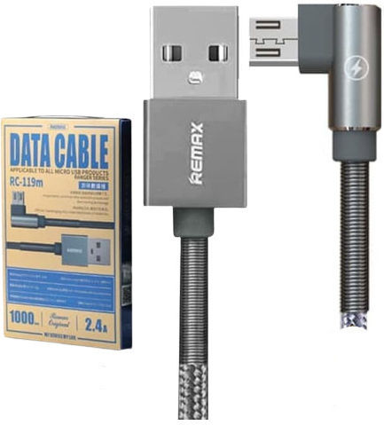 Remax RC-119m Unghi (90°) / Braided USB 2.0 spre micro USB Cablu Negru 1m 1buc