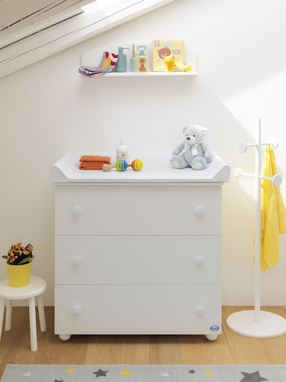 Eco Plus Baby Kommode mit 3 Schubladen Weiß 94x50x92cm