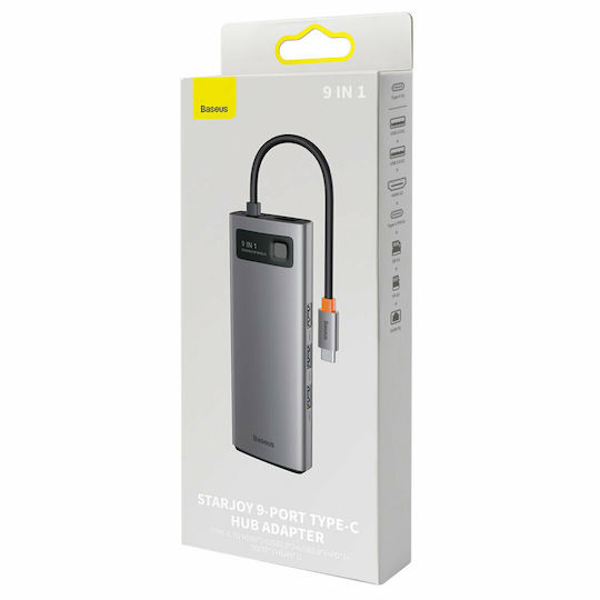 Baseus Metal Gleam USB-C Stație de andocare cu HDMI 4K PD Ethernet Argintiu