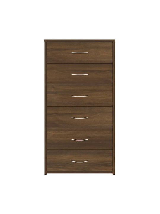 Cabinet Mobilier de depozitare din lemn cu 6 Sertare Καφέ Δρυς L50xL34xH96buc