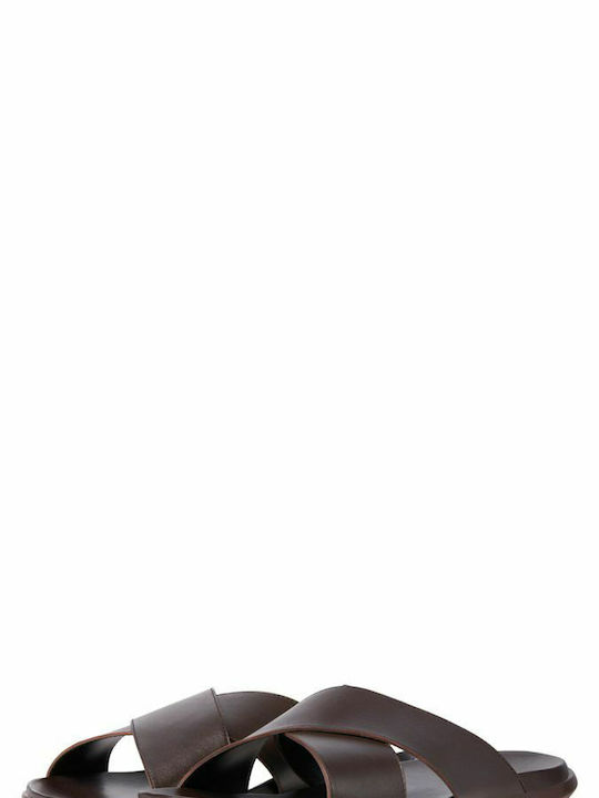 Leather Men's Sandals Brown Stone