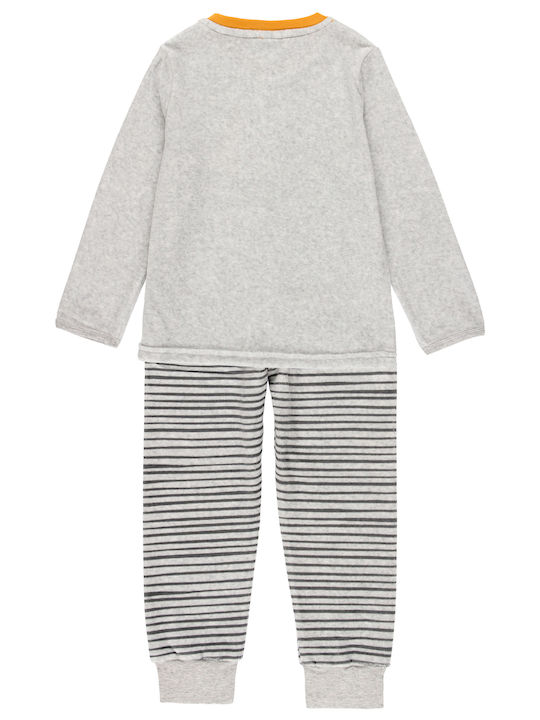 Boboli Set Top & Bottom Kids Winter Velvet Pyjamas Gray