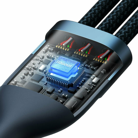 Baseus Flash Series Braided USB to Lightning / Type-C / micro USB 1.2m Cable Blue (CASS030003)