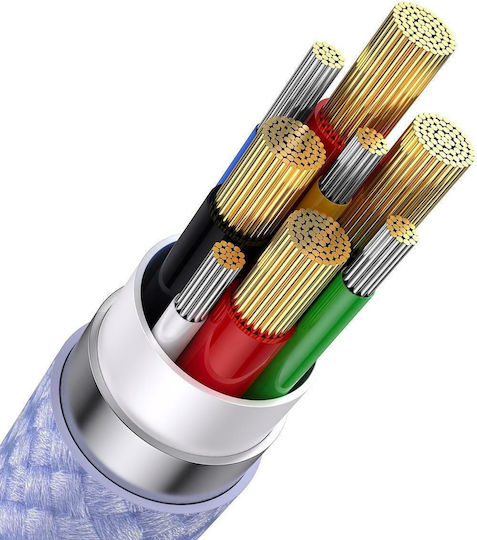 Baseus Flash Series II Braided USB to Lightning / Type-C / micro USB 1.2m Cable Purple (CASS030105)