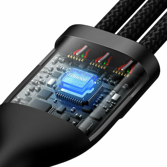 Baseus Flash Series Braided USB to Type-C / Lightning / micro USB Cable Μαύρο 1.2m (CASS030001)