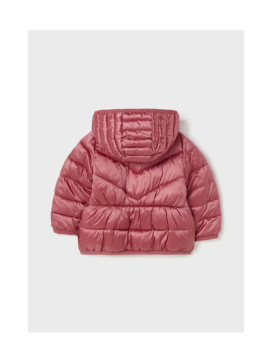 Mayoral Kids Quilted Jacket short Hooded Pink