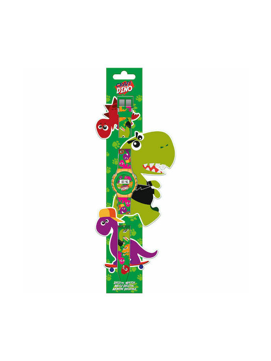 Kids Licensing Crazy Dino Kinder Digitaluhr mit Kautschuk/Plastik Armband Grün