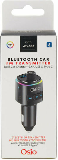 Osio FM предавател за кола с Bluetooth / MicroSD / Type-C / USB