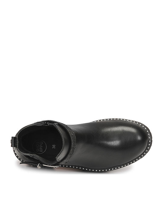 Ennis Leather Kids Boots with Zipper Black