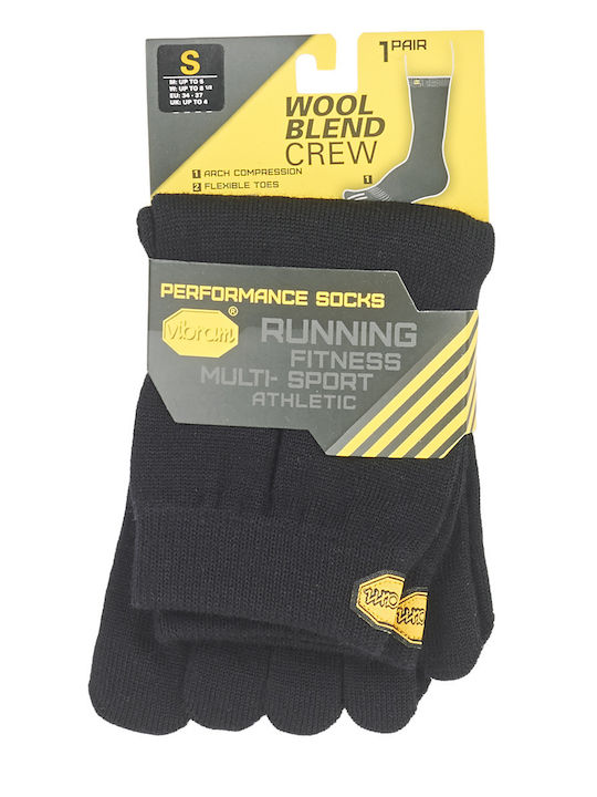 Vibram Fivefingers Blend Crew Laufsocken Schwarz 1 Paar