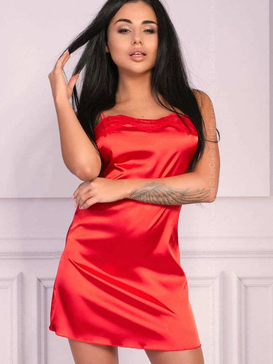 Livia Corsetti Summer Women's Robe with Nightgown Red