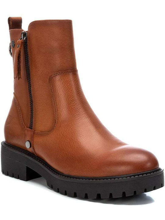 Leder Stiefeletten Damen Tabac Braun