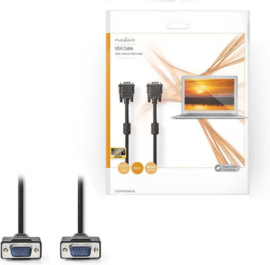 Nedis VGA male to VGA male Black 3m Cable (CCGP59000BK30)