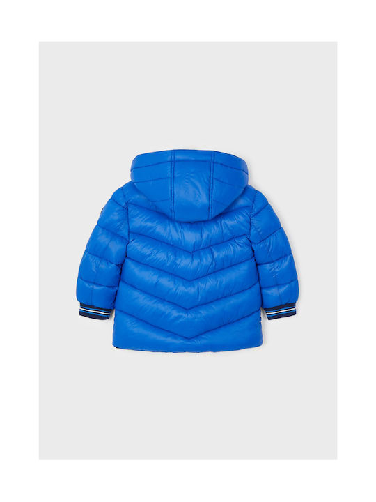 Mayoral Kids Quilted Jacket short Hooded Blue