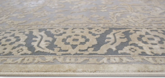 Klonaras 4435 Modern Velvet Bedroom Rugs Set Velvet Grey / Beige 3pcs