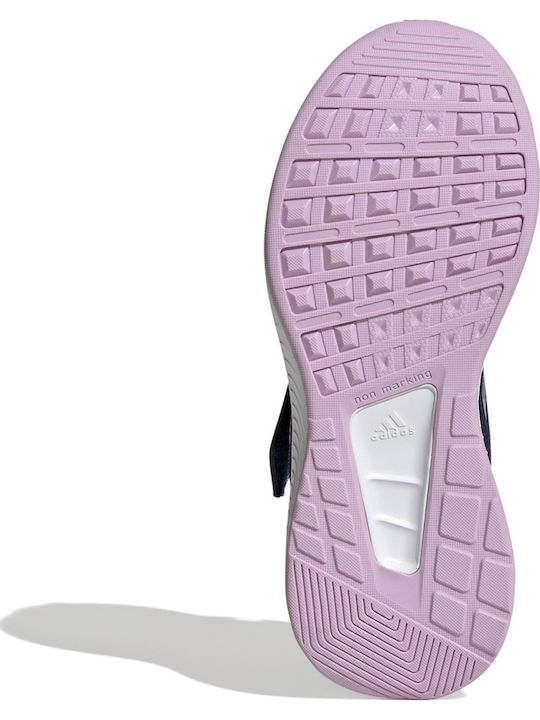 Runfalcon 2.0 K Kids Sports Shoes Running with Hoop & Loop Closure Dark Blue / Matt Purple Metallic / Pulse Lilac
