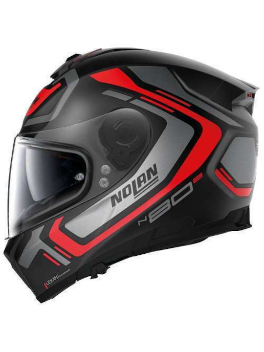 Nolan N80-8 Ally N-Com Full Face Helmet with Sun Visor ECE 22.06 Flat Black/Red 39 61557