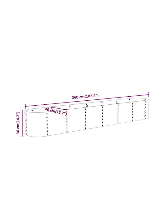 vidaXL Blumenkasten Metallisch Charcoal 260x40x36cm.