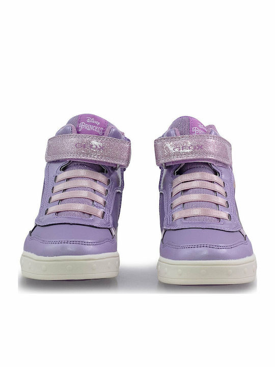 J SKYLIN Παιδικά Sneakers High Ανατομικά με Σκρατς & Φωτάκια Μωβ