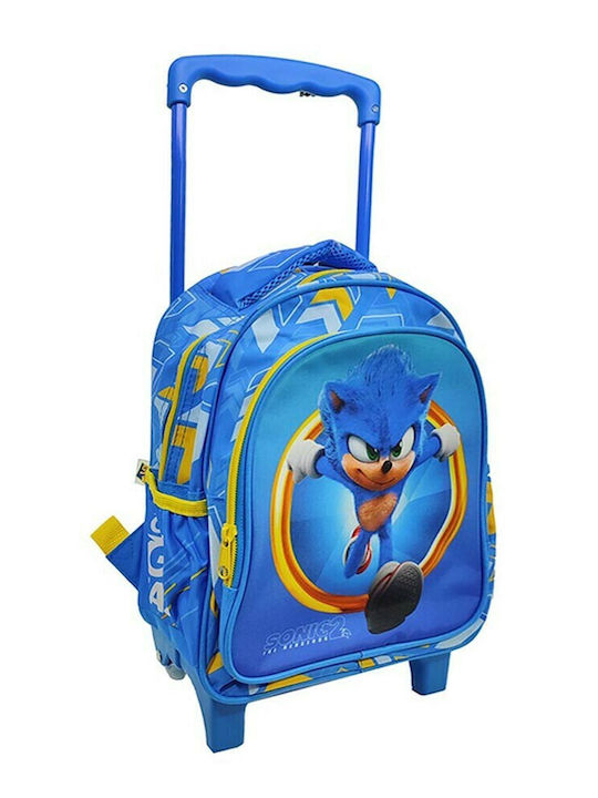 Gim Sonic Σχολική Τσάντα Τρόλεϊ Νηπιαγωγείου Γαλάζια με Θήκη για Παγούρι 12lt