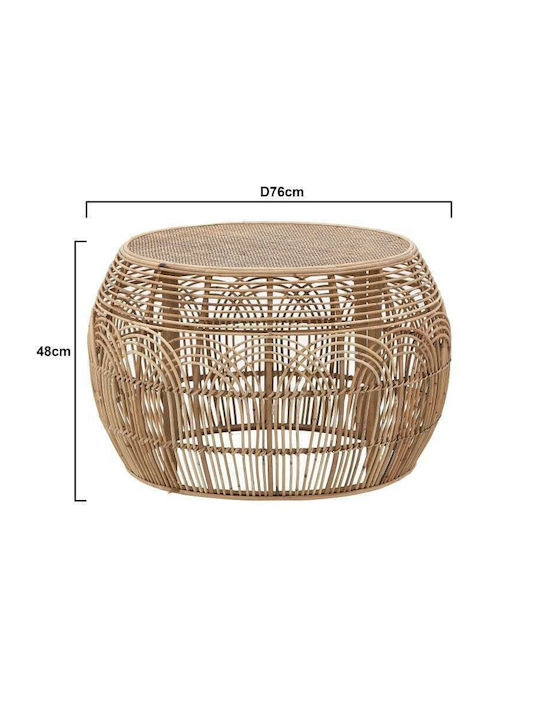Round Central Coffee Table from Bamboo Beige M76xL76xH48cm