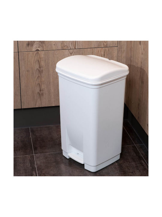 Viomes Waste Bin Waste Plastic with Pedal White 28lt 1pcs