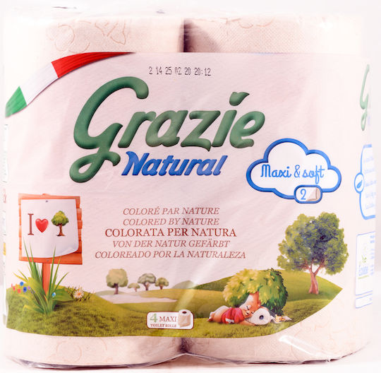 Grazie Natural Toilet Paper 4 Rolls 3 Ply