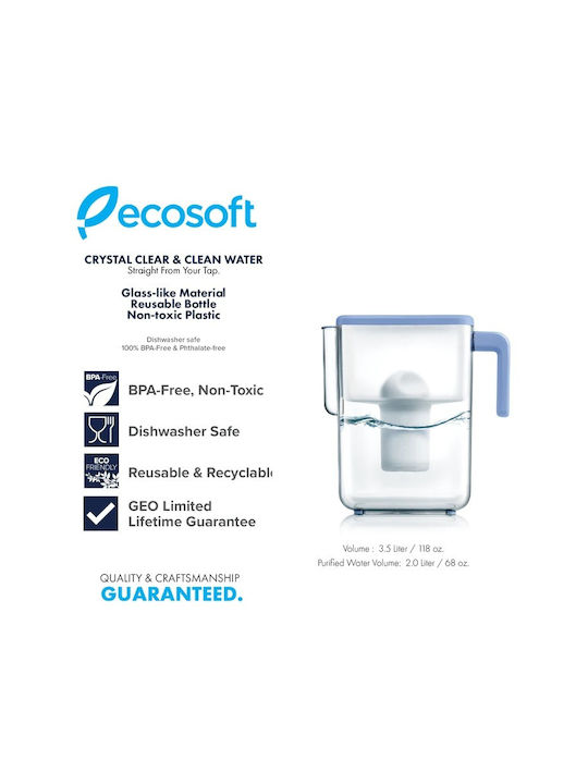 Ecosoft Slim Plastic Jug Blue with Filter 3500ml