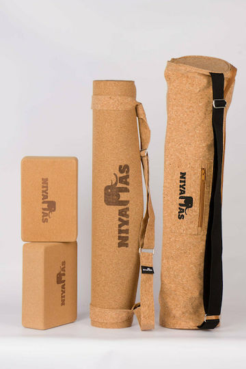Niyamas Cork Yoga Strap Mat Carry Strap L160 x W4cm Brown