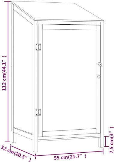 Wooden Garden Shed L0.55xW0.52xH1.12m