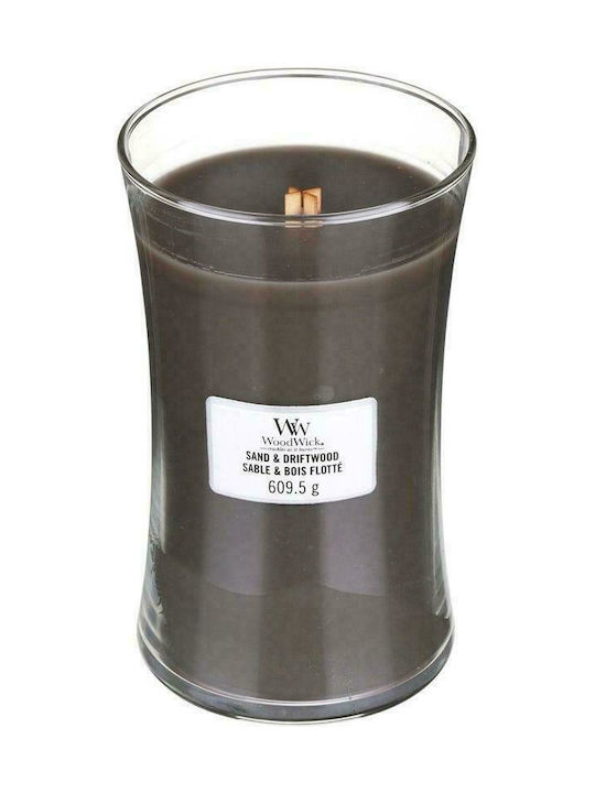 WoodWick Scented Candle Jar with Scent Sand & Driftwood Brown 609.5gr 1pcs