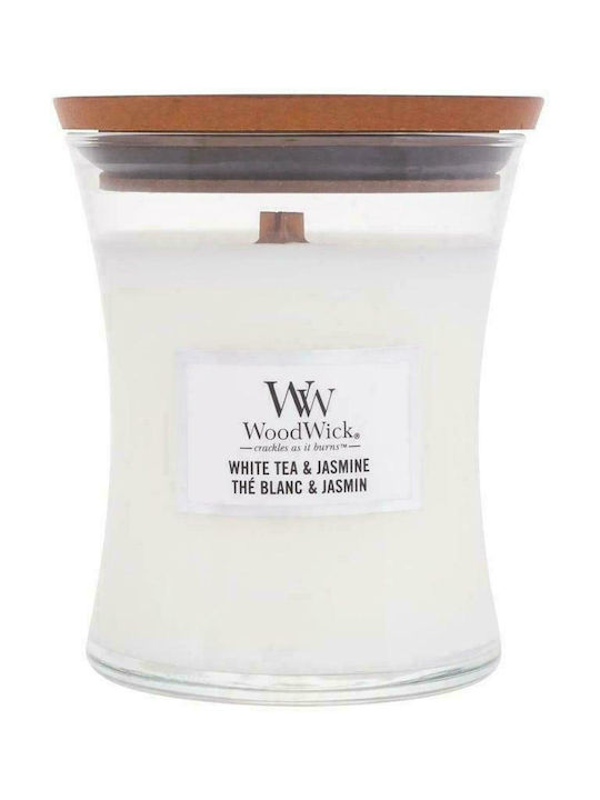 WoodWick Duftkerze Gefäß mit Duft Weißer Tee & Jasmin White 275gr 1Stück