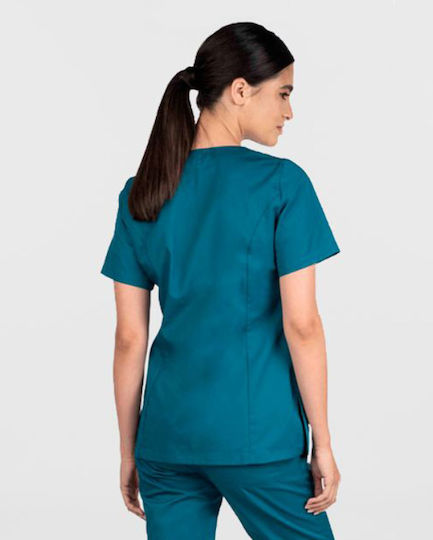 Ayo Cassandra Women's Petrol Blue Medical Blouse Cotton and Polyester