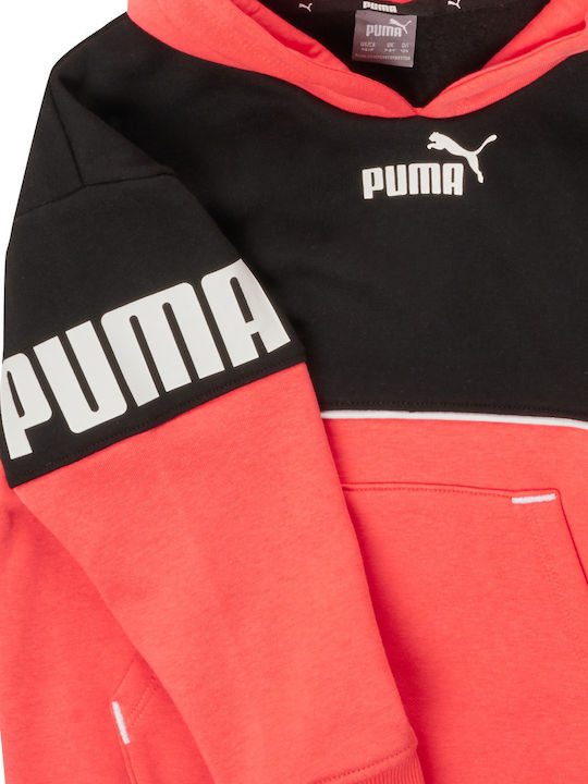 Kids Sweatshirt with Hood and Pockets Orange Power Colorblock