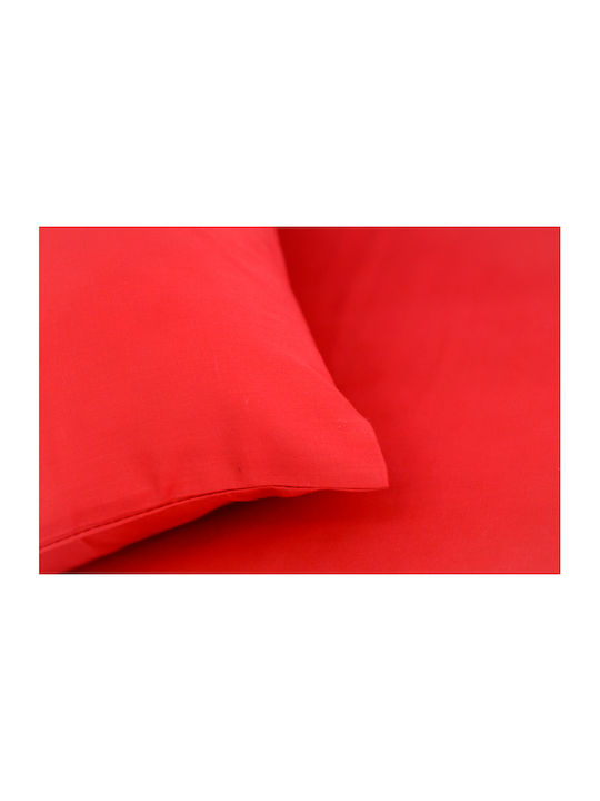 My Home Luxury Sheet Set with 2 Pillowcases Super-Double with Elastic 160x200+25cm. Monochrome Red 3pcs