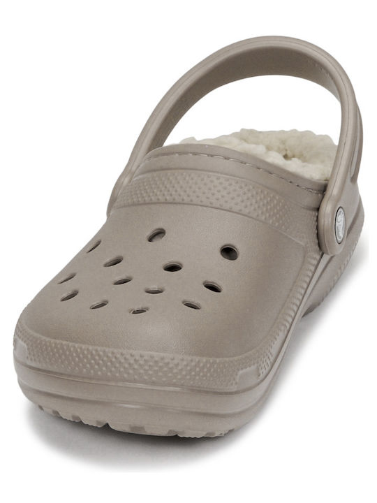 Crocs Classic Fuzz Lined Σαμπό με Γούνα Μπεζ 203591-2YB