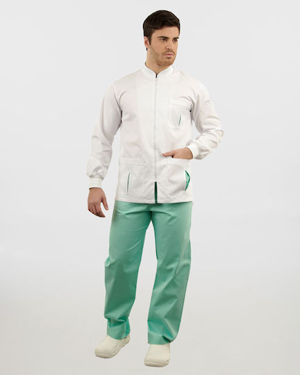 Ayo Loco Unisex Set Pantaloni și Bluza Medicală Alb din Bumbac și Poliester