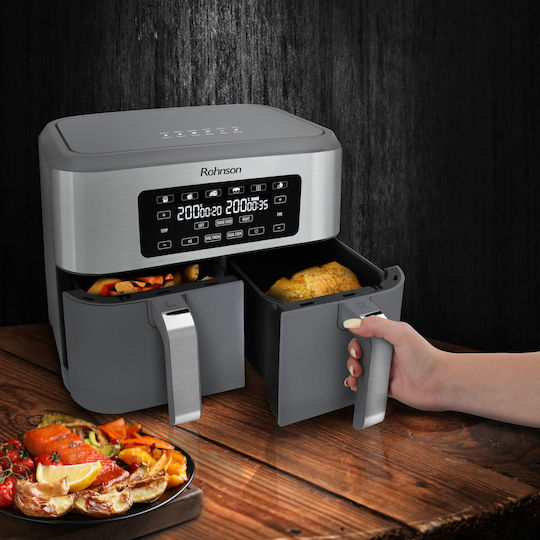 Rohnson Air Fryer with Double Detachable Bucket 8.5lt Gray R-2844